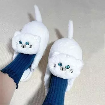 Пушистые белые кошачьи тапочки мужские Footsie Kitten Fur Мюли Домашняя обувь Cuddle Kitty Тапочки мужские мужские домашние кошачьи тапочки шлепанцы One Size хаки