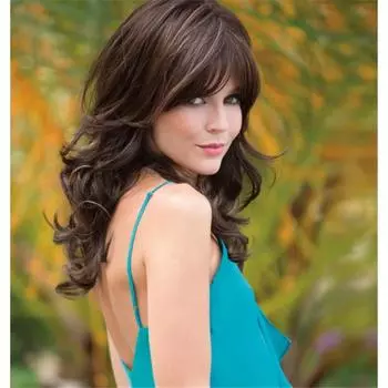 Пушистые длинные волнистые парики, женский парик с челкой, синтетический многослойный коричневый блондин, парик для ежедневного использования, костюмные парики, парик из термостойкого волокна коричневый