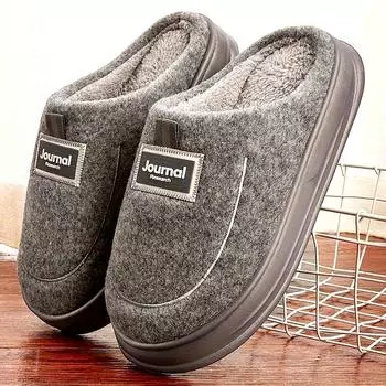 Пушистые домашние тапочки для мужчин, удобные, с эффектом памяти, легкие, модные, парные туфли, зимние, теплые, плюшевые, повседневные тапочки 40-41 серый