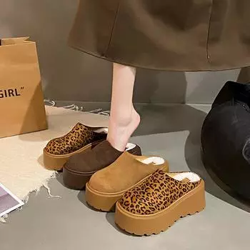 Пушистые домашние тапочки для женщин, повседневные замшевые тапочки на толстой платформе со стелькой из искусственного меха, домашняя обувь для отдыха на открытом воздухе, женские зимние теплые нескользящие мини-сапожки 35 малиновый