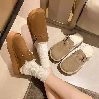 Пушистые домашние тапочки для женщин, пушистые замшевые тапочки с эффектом памяти и подкладкой из искусственного меха, домашняя обувь для отдыха на открытом воздухе, женские зимние теплые мини-сапожки на платформе 35 верблюд