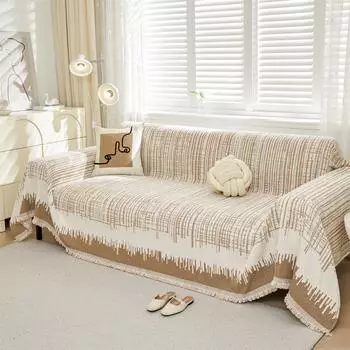 Пушистые линии жаккардовый утолщенный пушистый диванный полотенце с кисточкой универсальный для гостиной мебель декор чехол или кемпинг одеяло 180x90