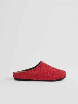 Пушистые мюли для женщин, уютные домашние тапочки из овчины с толстой резиновой подошвой 35 чёрный