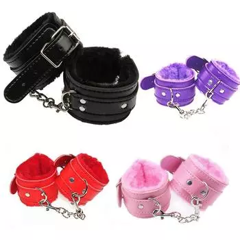 Пушистые наручники, сексуальные игрушки, регулируемые пушистые наручники из искусственной кожи, манжеты на щиколотке, ограничения для связывания, рабыни, пары, секс-игрушки для взрослых
