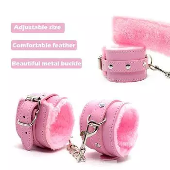 Пушистые наручники, сексуальные игрушки, регулируемые пушистые наручники из искусственной кожи, манжеты на щиколотке, ограничения для связывания, рабыни, пары, секс-игрушки для взрослых