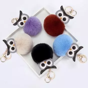 Пушистые украшения из искусственного меха с изображением совы, сумки, подвески, милые подарочные аксессуары