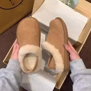 Пушистые зимние тапочки для женщин, пушистая домашняя обувь, новинка 2025 года, плюшевые тапочки из искусственного меха, теплые, удобные, бесшумные, на плоской подошве 35 коричневый