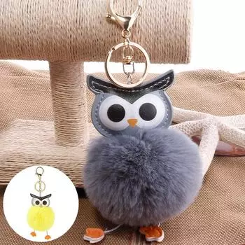 Пушистый брелок из искусственного меха, брелоки, держатели, сумки, подвески, украшения с мультяшной совой, прекрасный подарок