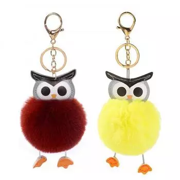 Пушистый брелок из искусственного меха, брелоки, держатели, сумки, подвески, украшения, милый подарок с мультяшной совой