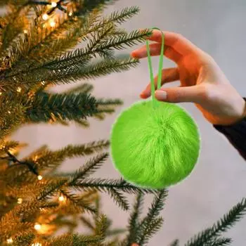 Пушистый елочный шар, плюшевый подвесной шар, украшение, однотонный праздничный декор, безделушки, пушистый 1pc розовый