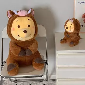 Пушистый медведь Винни-Пух превращается в плюшевую игрушку кабана, креативные мультяшные плюшевые игрушки в стиле аниме, милая кукла, подарок на день рождения для девочки 25cm