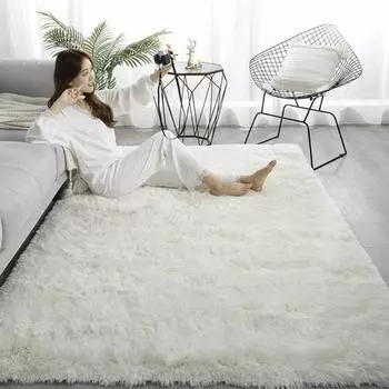 Пушистый мягкий зеленый ковер для гостиной, большой пушистый коврик для детской комнаты, детский ворсистый коврик для спальни, ковер для детской комнаты 50x150cm белый