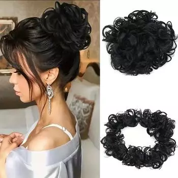 Пушистый парик с вьющимися волосами в стиле гусеницы, женский парик с пучком, легко носить, подходит для всех типов волос и форм лица