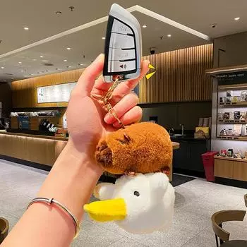 Пушистый плюшевый брелок капибара, милые мягкие игрушки, мягкая кукла, сумка, подвеска, имитация капибары, подарок на день рождения, домашний декор