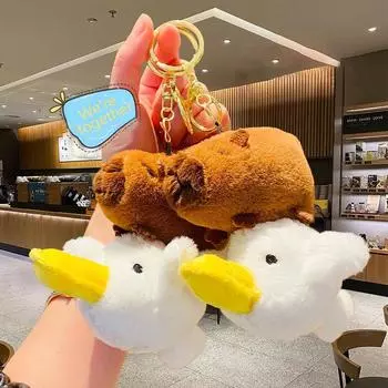 Пушистый плюшевый брелок капибара, милые мягкие игрушки, мягкая кукла, сумка, подвеска, имитация капибары, подарок на день рождения, домашний декор