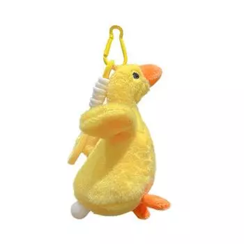 Пушистый плюшевый брелок в виде утки, милый кулон в виде утки, модный брелок в виде мультяшной утки, аксессуар белый