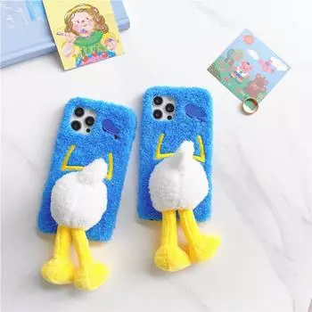 Пушистый плюшевый милый мягкий чехол Furry Duck для Samsung Galaxy A32 A82 A72 A52 A42 A22 A12 5g A02 A02s F62 F52 F22 F41 M62 M31s, теплый for M62