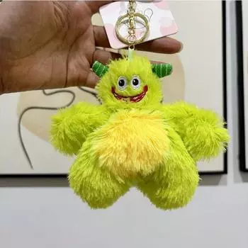 Пушистый Плюшевый Мягкий Брелок Кавайная Игрушка Монстр Фигурка Шарм для Рюкзака трава зеленый