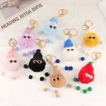 Пушистый подвесной дизайн, красивый пушистый брелок с помпоном, декор для девочек темно-синий