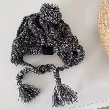 Пушистый шарик для собак Вязаные шапки Теплая кошачья шапка Головные уборы Зимние шапки для домашних животных Чихуахуа S серый