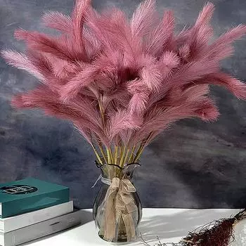 Пушистый тростниковый декор в стиле бохо, цветы, искусственные растения, зашифрованный тростниковый макет, искусственные цветы для свадебной вечеринки, домашний декор белый