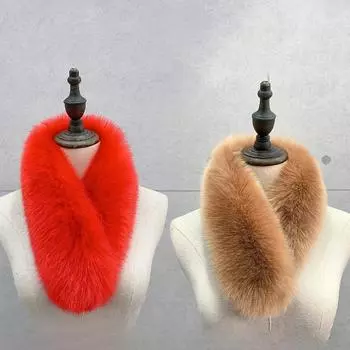 Пушистый женский шарф с воротником, теплый зимний осенний шейный платок из искусственного меха, аксессуары