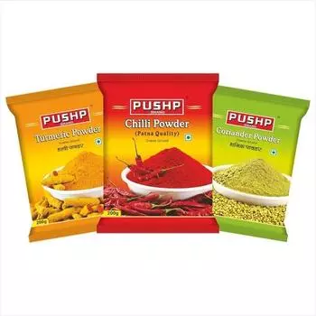 Pushp Brand Combo Pack 200 г каждая (Порошок чили, порошок куркумы, порошок кориандра) - Набор специй Combo
