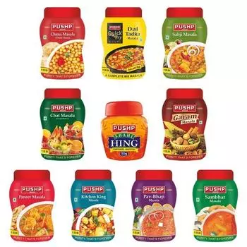Pushp Combo - Чана Масала, Чат Масала, Панир Масала, Пав бхаджи Масала, Самбхар Масала, Быстрая Фридал Масала, Сабджи Масала, Гарам Масала