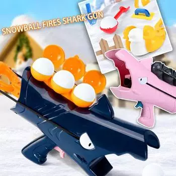 Пусковая установка Shark Snowball, Игрушка для запуска Shark Snowball, Игрушка для запуска Shark Snowball, Зимние игрушки для улицы с набором для изготовления снежков Blue Shark Gun