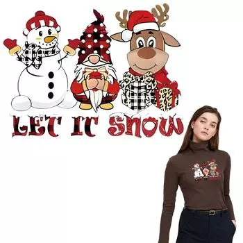 Пусть это снег Железный патч Зимние наклейки Термопресс Аппликация Толстовки Наклейки для одежды Parches Ropa Diy Термоперенос