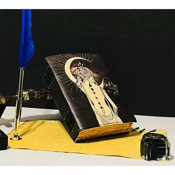 Пустая книга заклинаний теней, кожаный журнал, журнал богини, журнал ведьмы 7 x 5 in