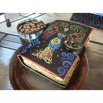 Пустая книга заклинаний теней, винтажный кожаный журнал, гримуар, подарки для него и для нее 7 x 5 in