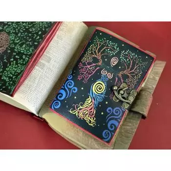 Пустая книга заклинаний теней, винтажный кожаный журнал, гримуар, подарки для него и для нее 7 x 5 in