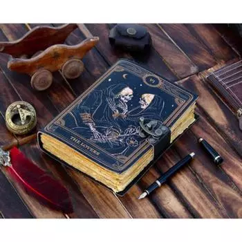 Пустая книга заклинаний теневого гримуара, журнал для влюбленных, карты Таро, журнал ручной работы, альбом для рисования и блокнот, подарки для женщин, любителей черепов 7 x 5 in чёрный