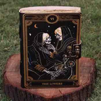 Пустая книга заклинаний теневого гримуара, журнал для влюбленных, карты Таро, журнал ручной работы, альбом для рисования и блокнот, подарки для женщин, любителей черепов 7 x 5 in чёрный