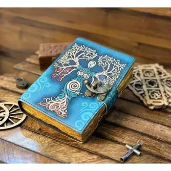 Пустая книга заклинаний журнала теней с застежкой-замком, кожаный дневник ручной работы 7 x 5 in