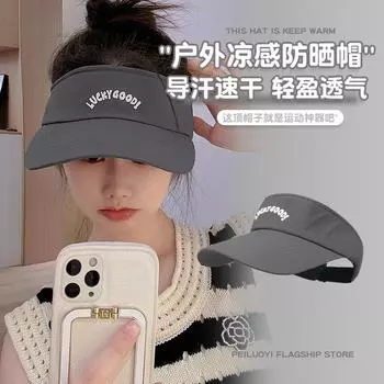 Пустая шляпа-цилиндр Детская кепка с вышитыми буквами Летняя кепка с открытыми плечами и хвостиком для занятий спортом на открытом воздухе Мужская шляпа от солнца adjustable (54-59cm) чёрный