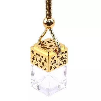 Пустая стеклянная бутылка, автомобильный подвесной парфюм, зеркало заднего вида, орнамент, освежитель воздуха для эфирных масел, диффузор, ароматизатор для стайлинга автомобилей золотой