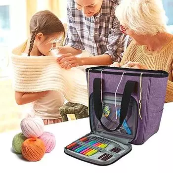 Пустая сумка для хранения пряжи, сумка для вязания крючком своими руками, 3 стиля, крючок для вязания и сумка для вязания крючком и шитья синий