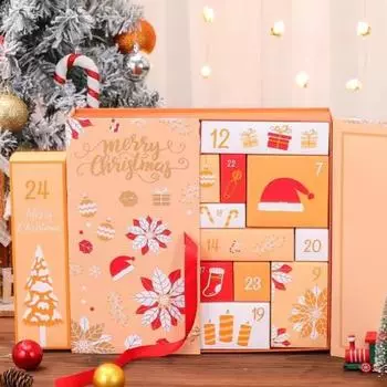Пустой Адвент-календарь 2024, заполняемый своими руками, коробка обратного отсчета до Рождества, 24 дня, коробки обратного отсчета синий