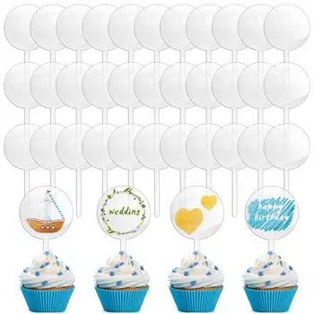 Пустой акриловый верх для кекса своими руками, круглая палочка для кекса, палочки для украшения, украшения на день рождения, рождественские украшения для вашей атмосферы One Size