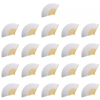 Пустой белый DIY бумажный бамбуковый складной веер для ручной практики каллиграфии рисования