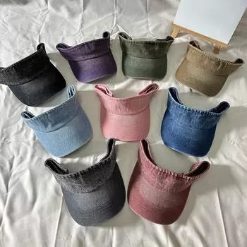 Пустой цилиндр студенческий солнцезащитный крем универсальная кепка конфетного цвета ретро джинсовая уличная тень старый летний adjustable чёрный