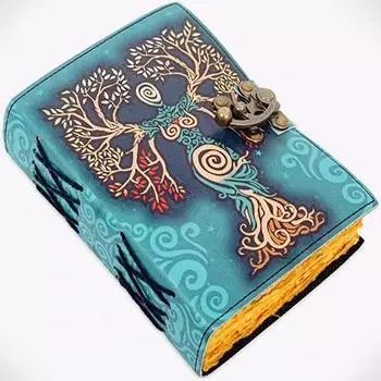 Пустой дневник заклинаний «Книга теней» с замком-замком, ручной работы, журнал в кожаном переплете с кромкой из необработанной бумаги для женщин и мужчин, дорожный блокнот для записей