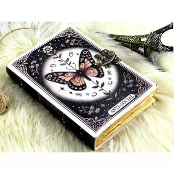 Пустой Книга Теней Журнал Лунный Мотылек Принадлежности для Колдовства Декор Мотылька и Принт Бабочки Морфо Журнал Лунный Мотылек подарок для Него, для Нее 7 x 5 in