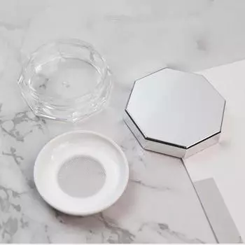 Пустой контейнер для румян для лица, 10 г, с ситечком и пуховкой