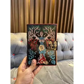 Пустой кожаный дневник заклинаний теней с застежкой-замком, опора, фокус-покус, винтажный кожаный дневник ручной работы с тиснением, Рождественский подарок 7 x 5 in