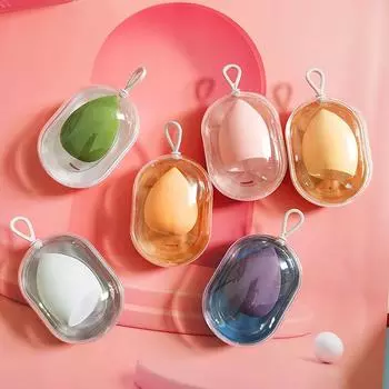 Пустой прозрачный ящик для сушки слоек, чехол для хранения, портативная подставка для губки, косметическая стойка в форме яйца, держатель для блендера для макияжа розовый