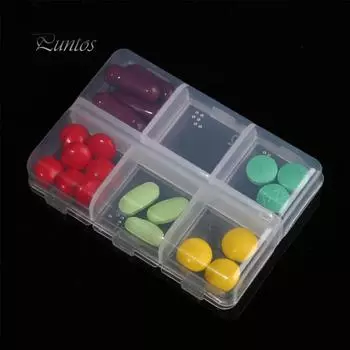 Пустой прозрачный шрифт Брайля, 6 ячеек, таблетки, лекарства, чехол для хранения лекарств, пластиковая коробка, портативный one size