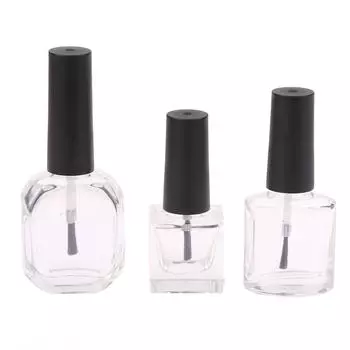 Пустой прозрачный стеклянный флакончик для лака для ногтей с крышкой, косметические контейнеры с кисточкой для ногтей, стеклянные флакончики с кисточкой